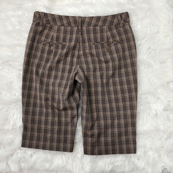 Express Design Studio Brown Plaid Editor Bermuda Shorts Size 0 - Picture 2 of 4